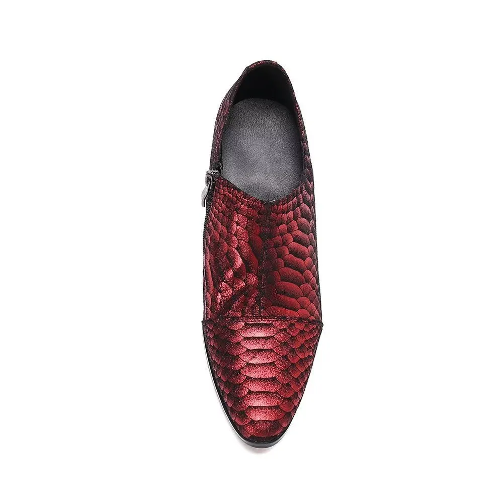 AlliLuxe Embossed Slip-on Dress Shoes