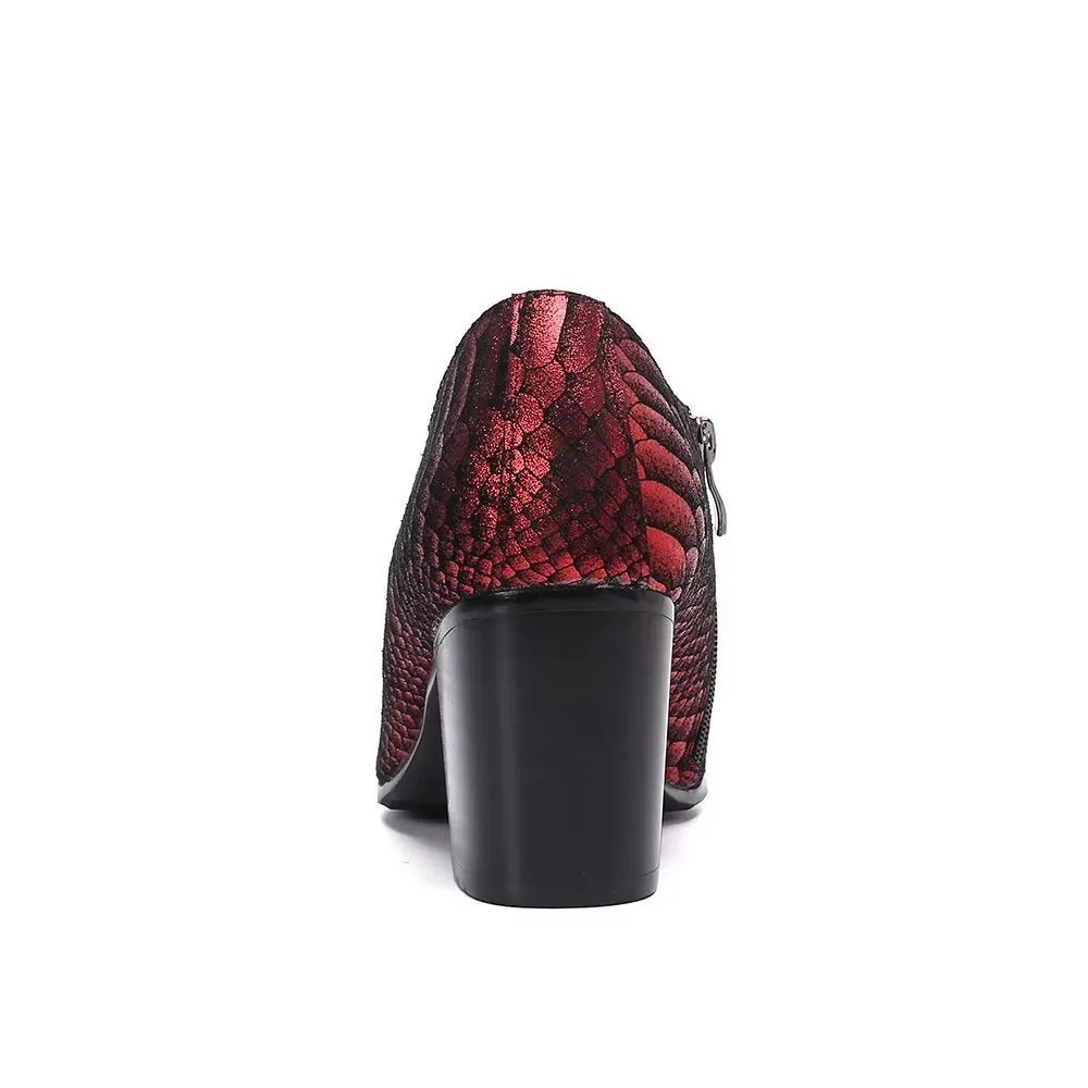 AlliLuxe Embossed Slip-on Dress Shoes