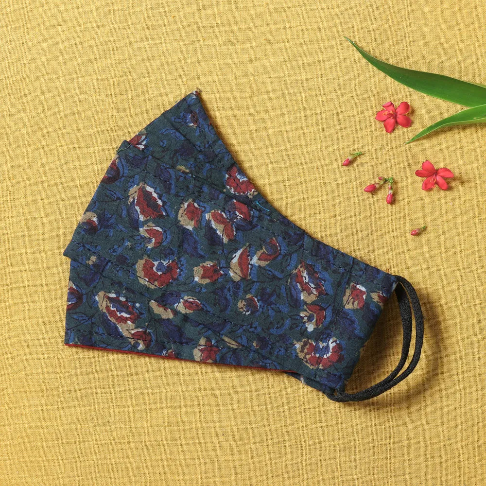 Bagru Block Printed Cotton 3 Layer Maska Snug Fit Face Cover