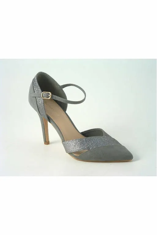 Glitz Shoes Roxie Suede N Glitter Dorsey Court Shoe