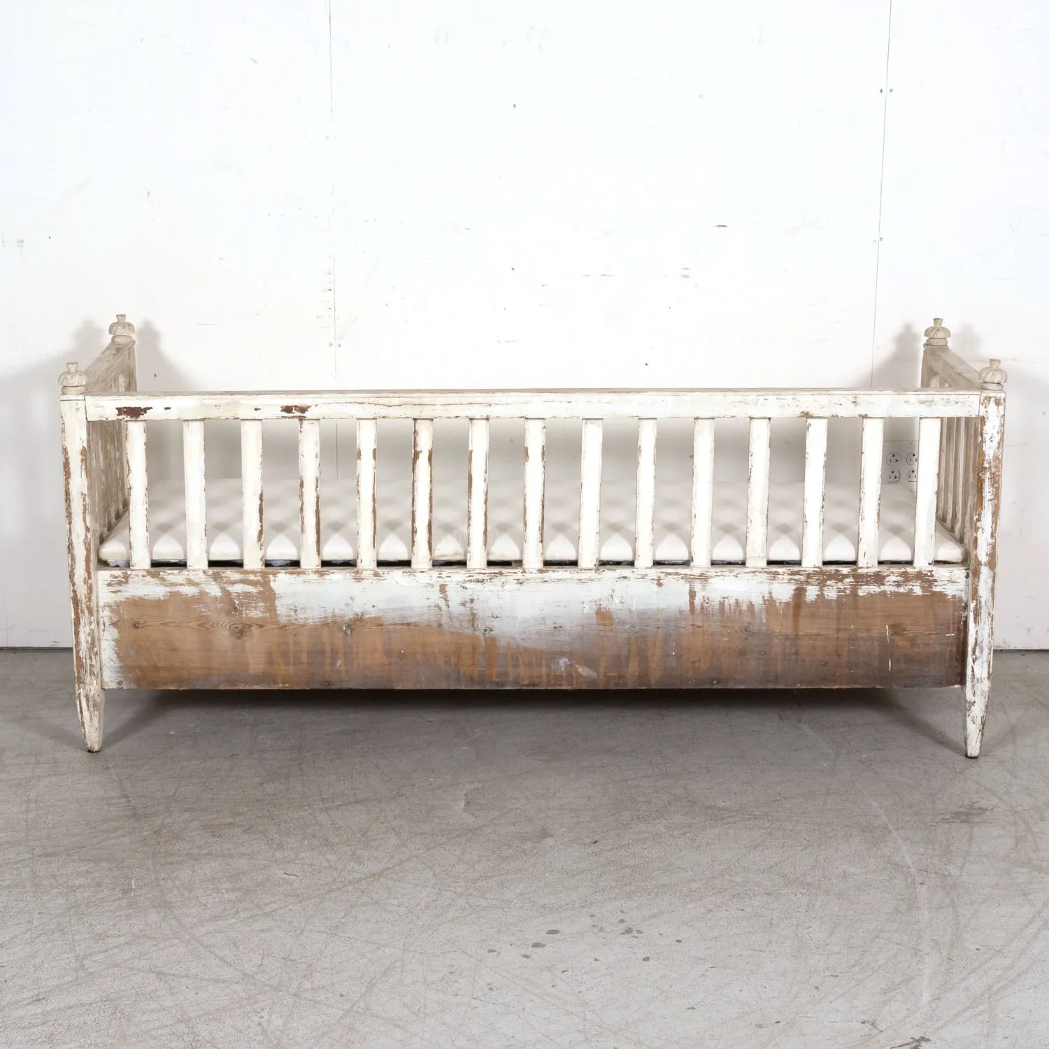 Mid-19th Century Swedish Gustavian Style Painted Stick Back Sofa Bench with Lift Seat
