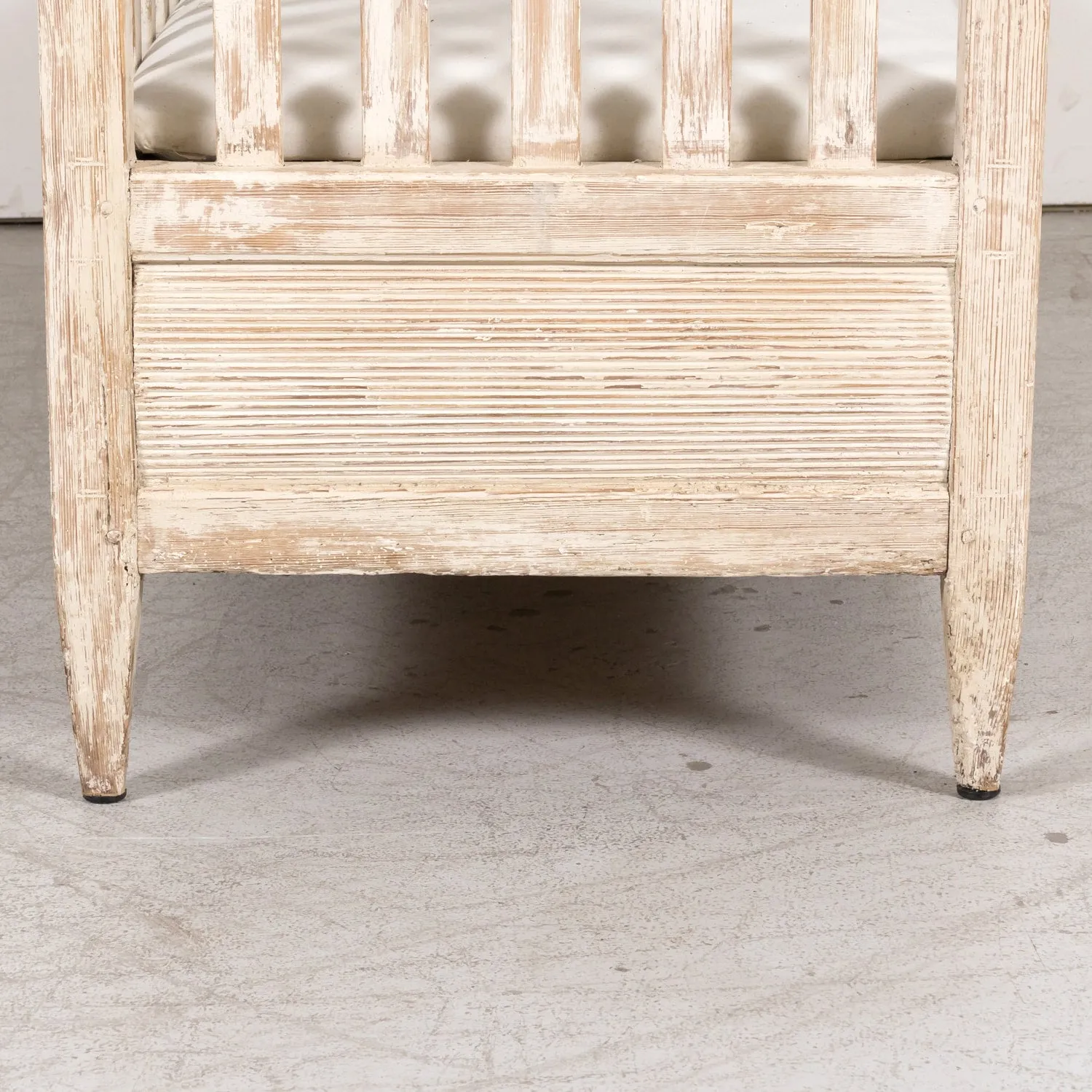 Mid-19th Century Swedish Gustavian Style Painted Stick Back Sofa Bench with Lift Seat