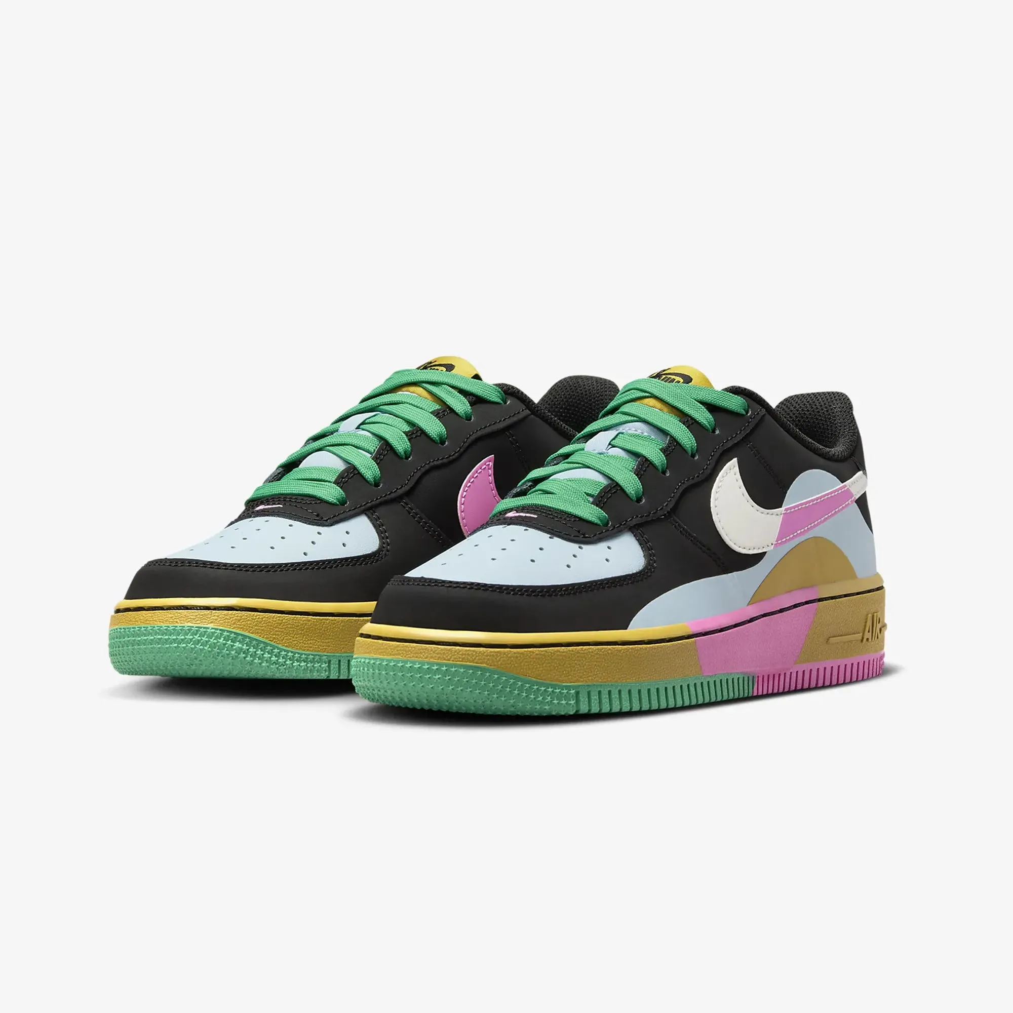 Nike | AIR FORCE 1 LV8 2  { BLACK/SUMMIT WHITE-LT ARMORY BLUE