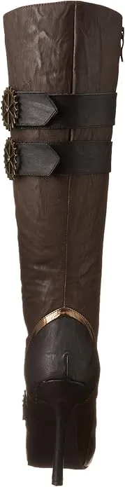 Quinley-420 Faux Leather Steampunk Knee Boots