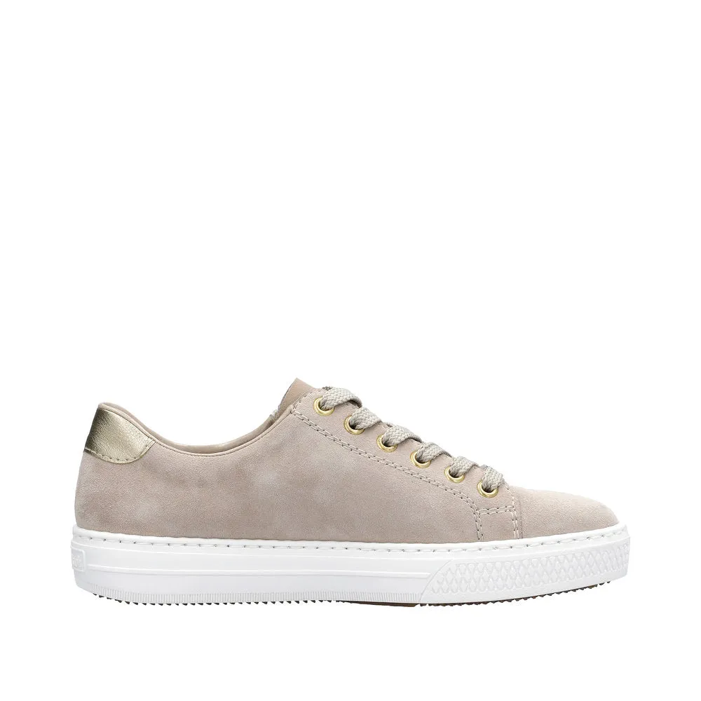 Rieker L59L1-60 Enya Ladies Taupe Suede Zip & Lace Shoes