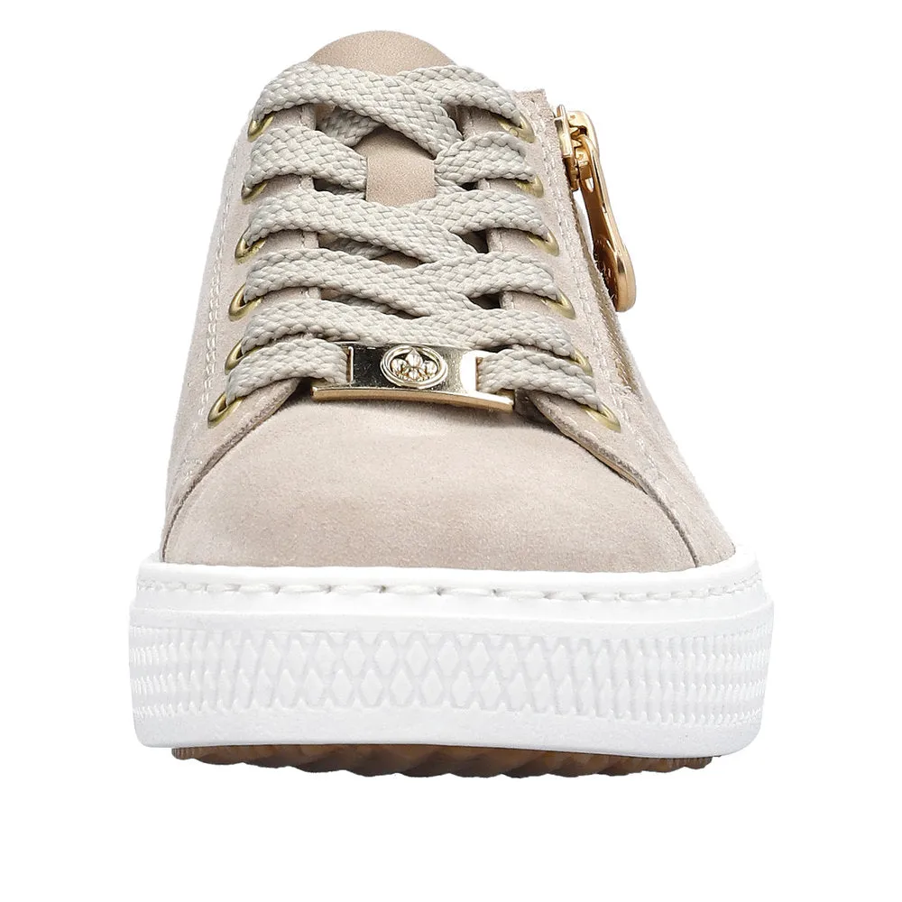 Rieker L59L1-60 Enya Ladies Taupe Suede Zip & Lace Shoes