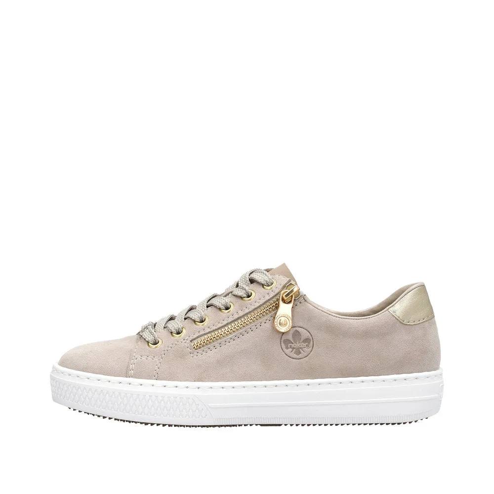 Rieker L59L1-60 Enya Ladies Taupe Suede Zip & Lace Shoes