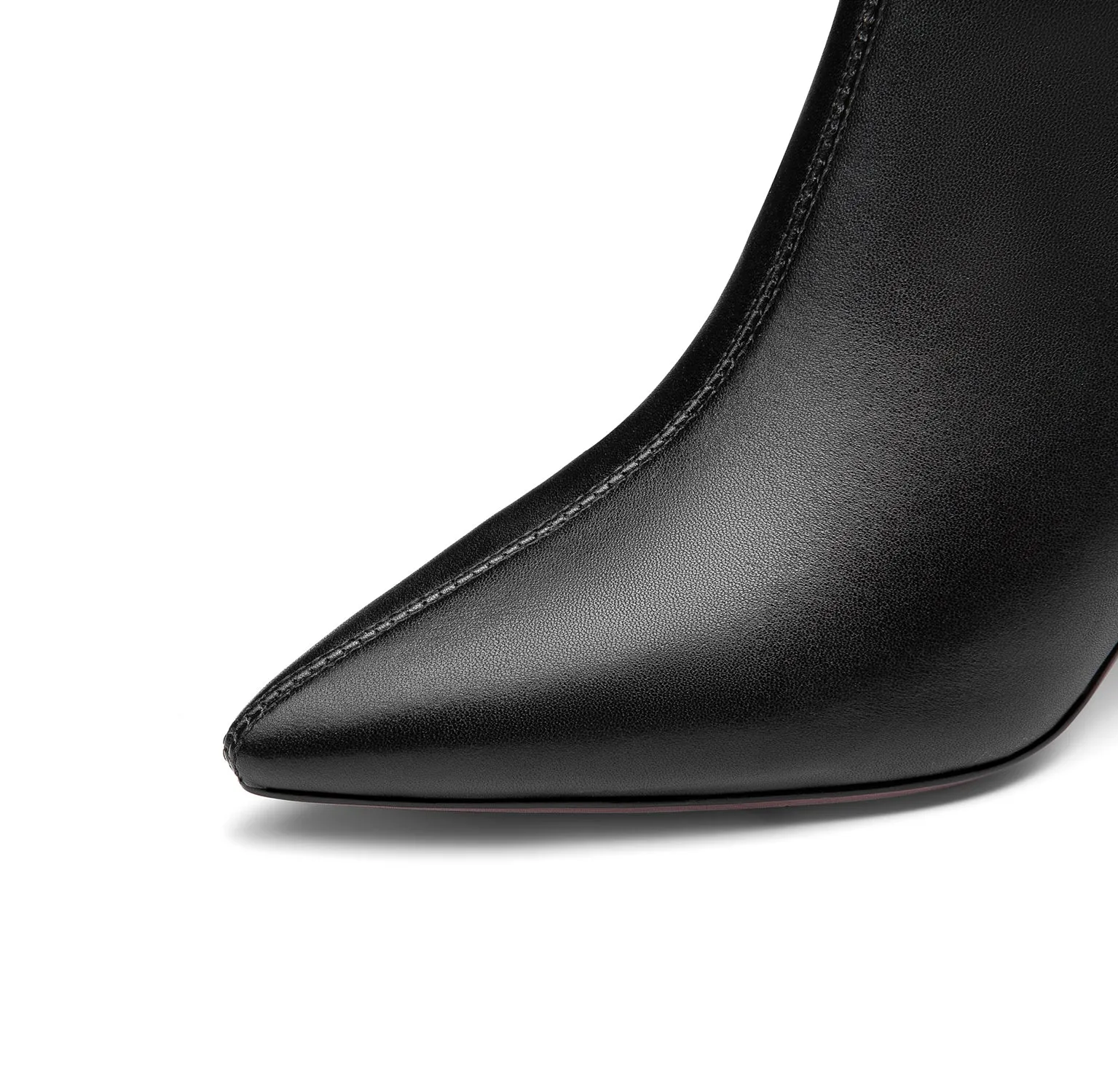 TinaCus Women's Genuine Leather Handmade Comfortable Mid Block Heel Pointed Toe Side Zip Up Dressing Boots with Bowtie Decor