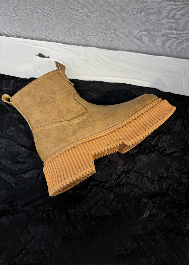 Winter Platform Lug Sole Leather Wool Fur Snow Boots