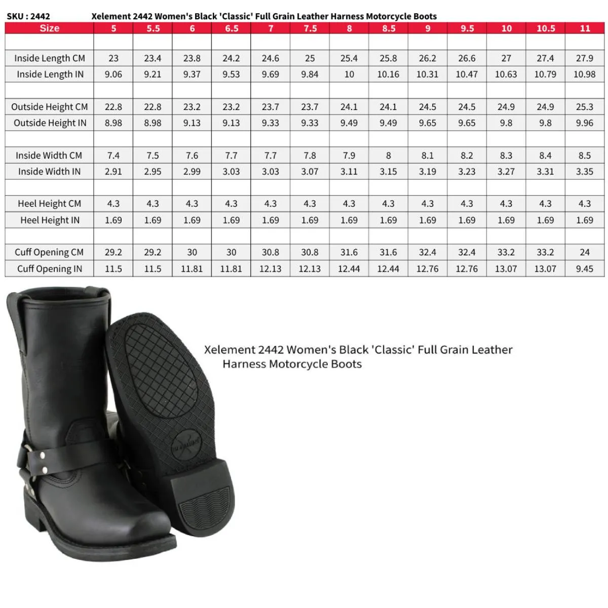 Xelement 2442 Women's Black Classic Full Grain Leather Harness
